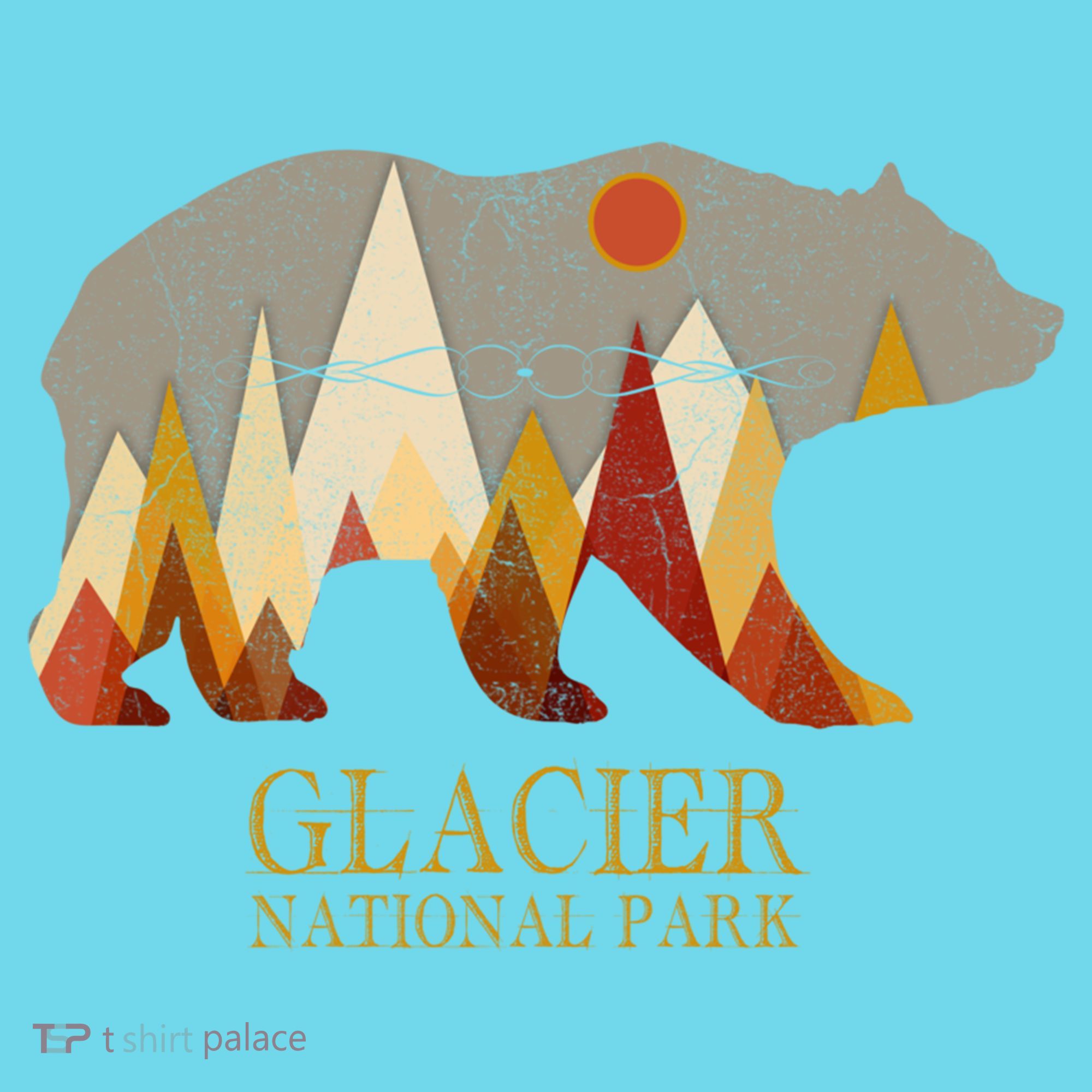 Retro Glacier Grizzly Bear Gift National Park Gift Kids T-Shirt