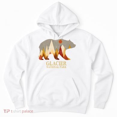 Retro Glacier Grizzly Bear Gift National Park Gift Hoodie