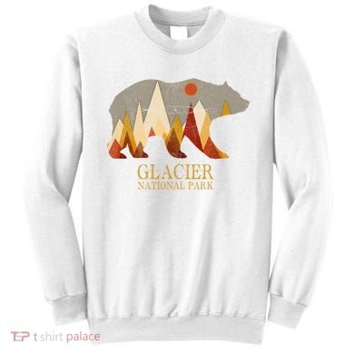 Retro Glacier Grizzly Bear Gift National Park Gift Sweatshirt