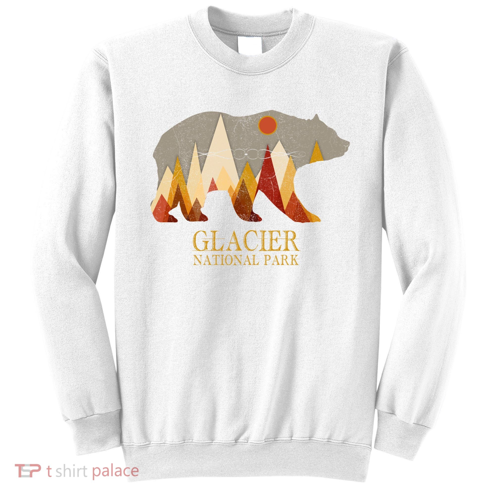 Retro Glacier Grizzly Bear Gift National Park Gift Sweatshirt
