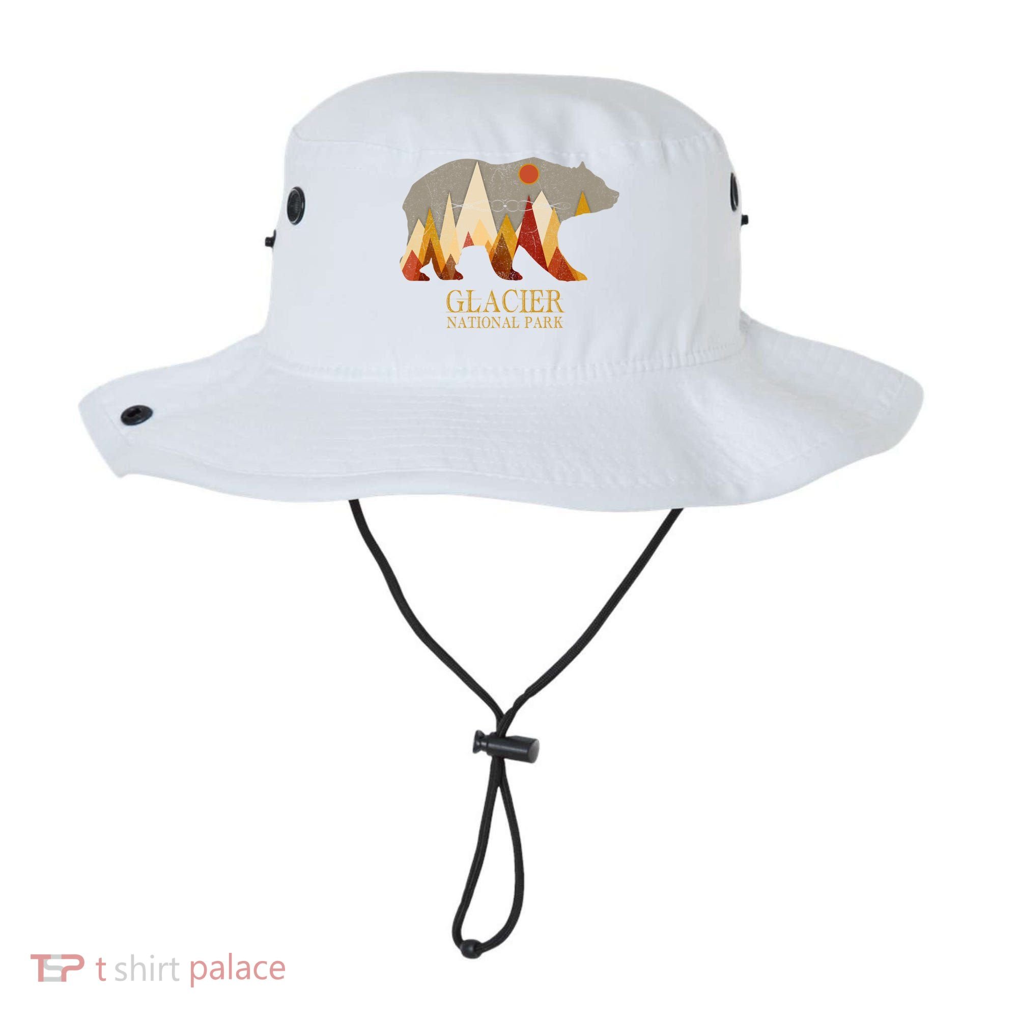 Retro Glacier Grizzly Bear Gift National Park Gift Bucket Hat