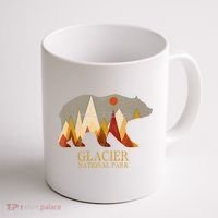 Retro Glacier Grizzly Bear Gift National Park Gift Coffee Mug thumb 1