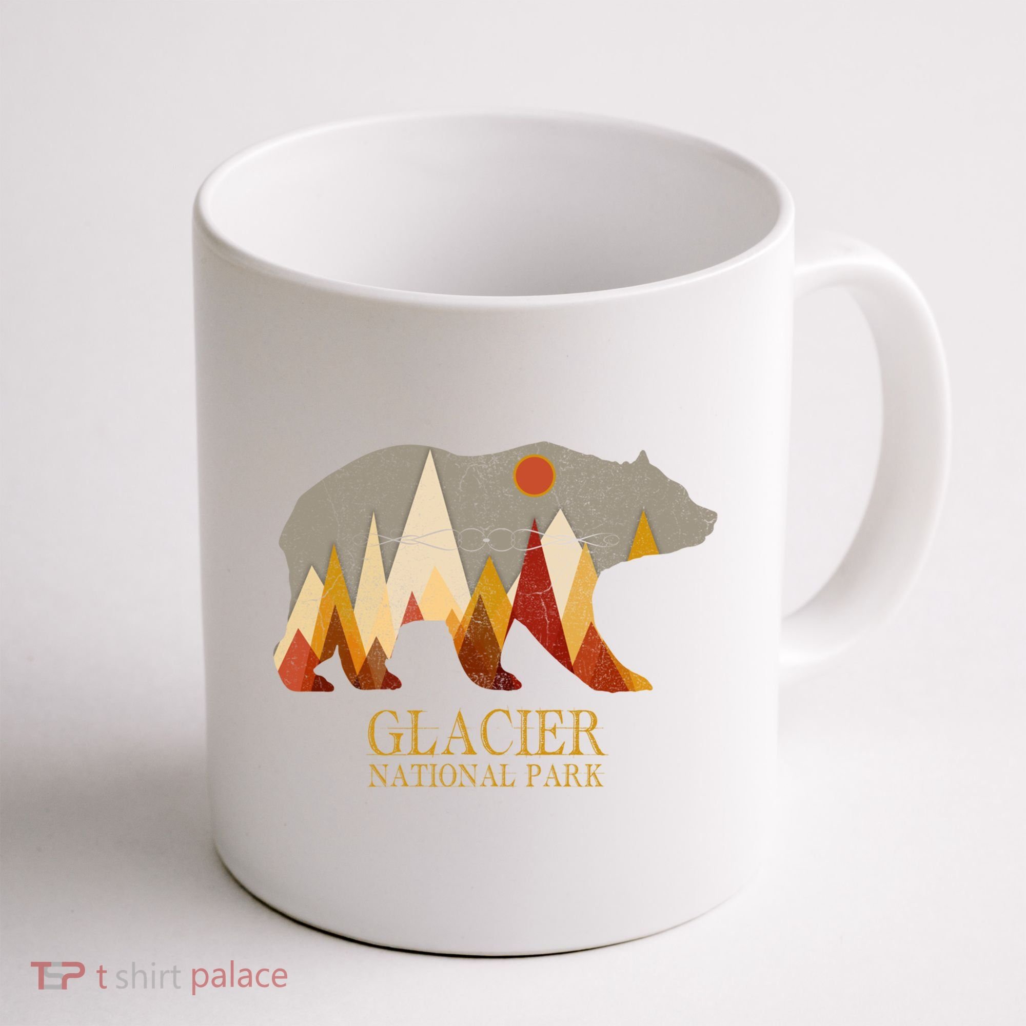 Retro Glacier Grizzly Bear Gift National Park Gift Coffee Mug