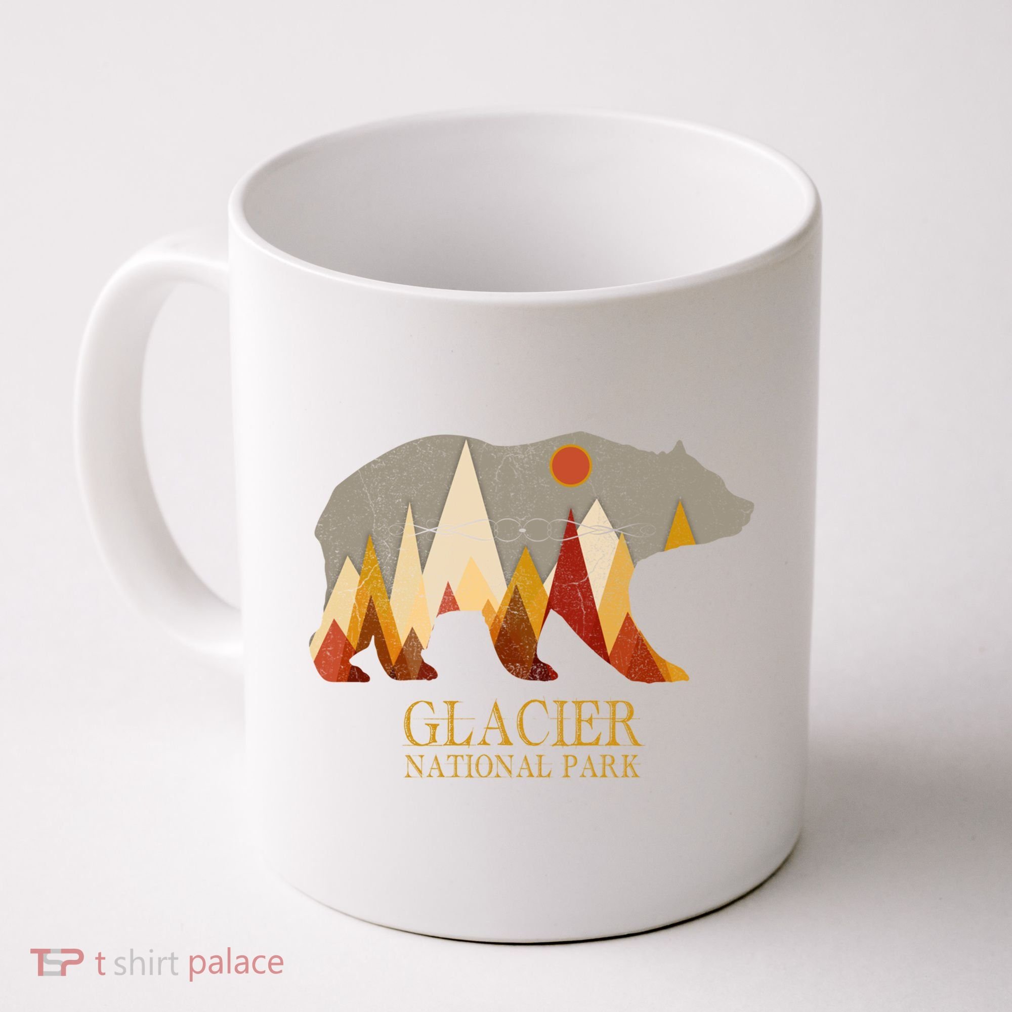 Retro Glacier Grizzly Bear Gift National Park Gift Coffee Mug