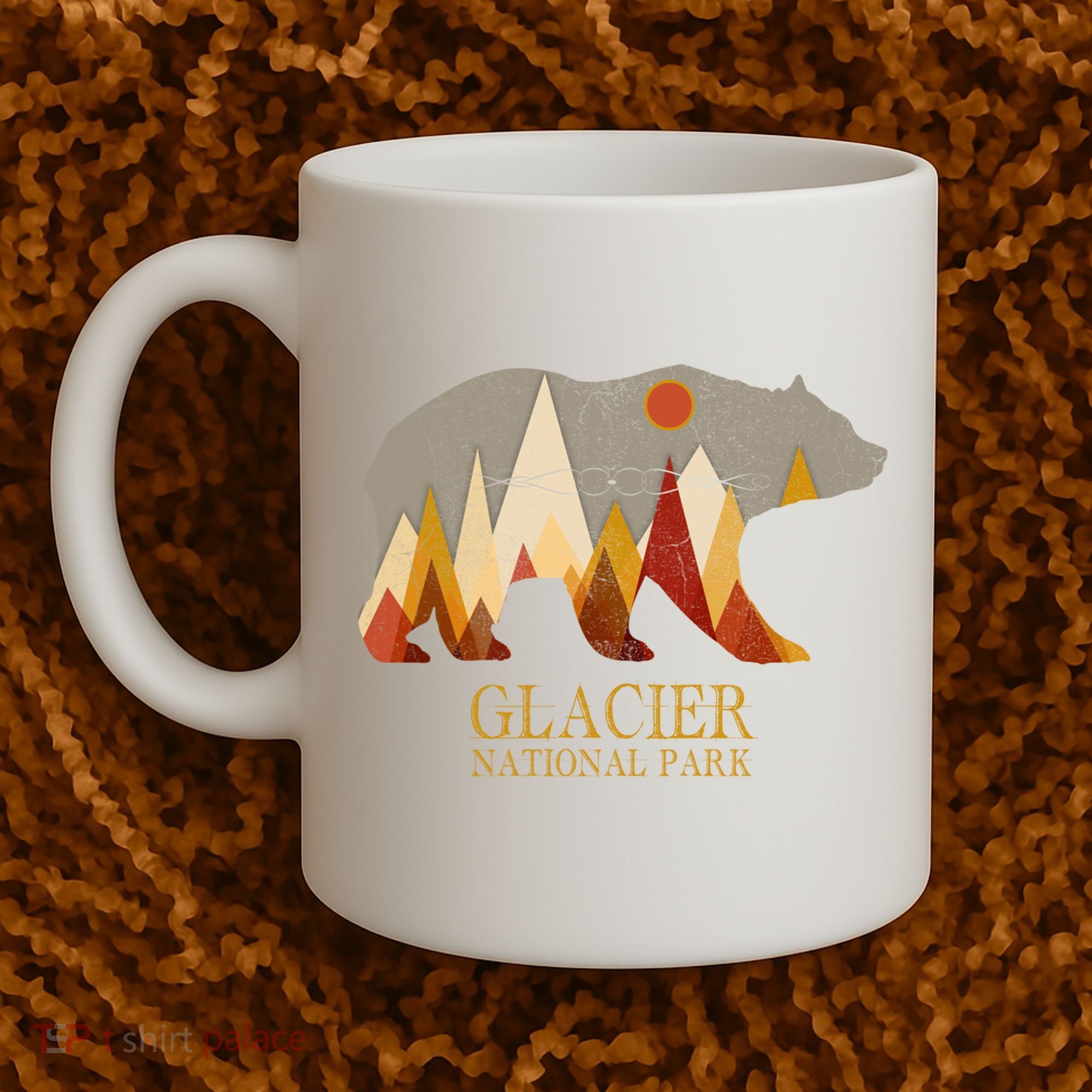 Retro Glacier Grizzly Bear Gift National Park Gift Coffee Mug