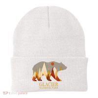 Retro Glacier Grizzly Bear Gift National Park Gift Beanie thumb 0