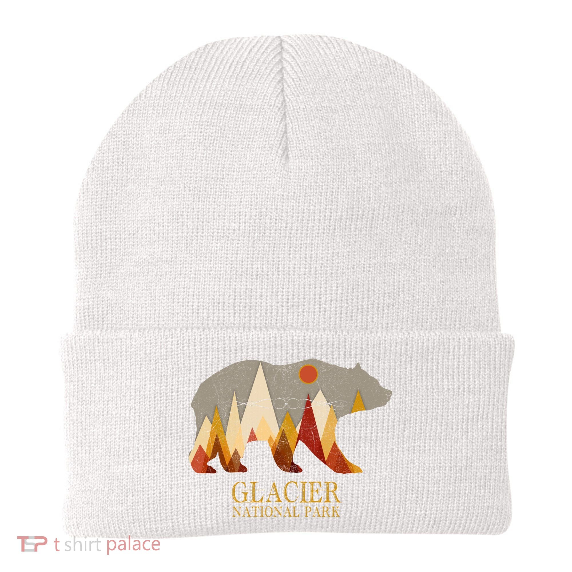 Retro Glacier Grizzly Bear Gift National Park Gift Beanie