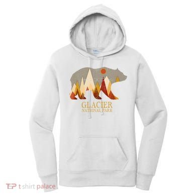 Retro Glacier Grizzly Bear Gift National Park Gift Women's Hoodie