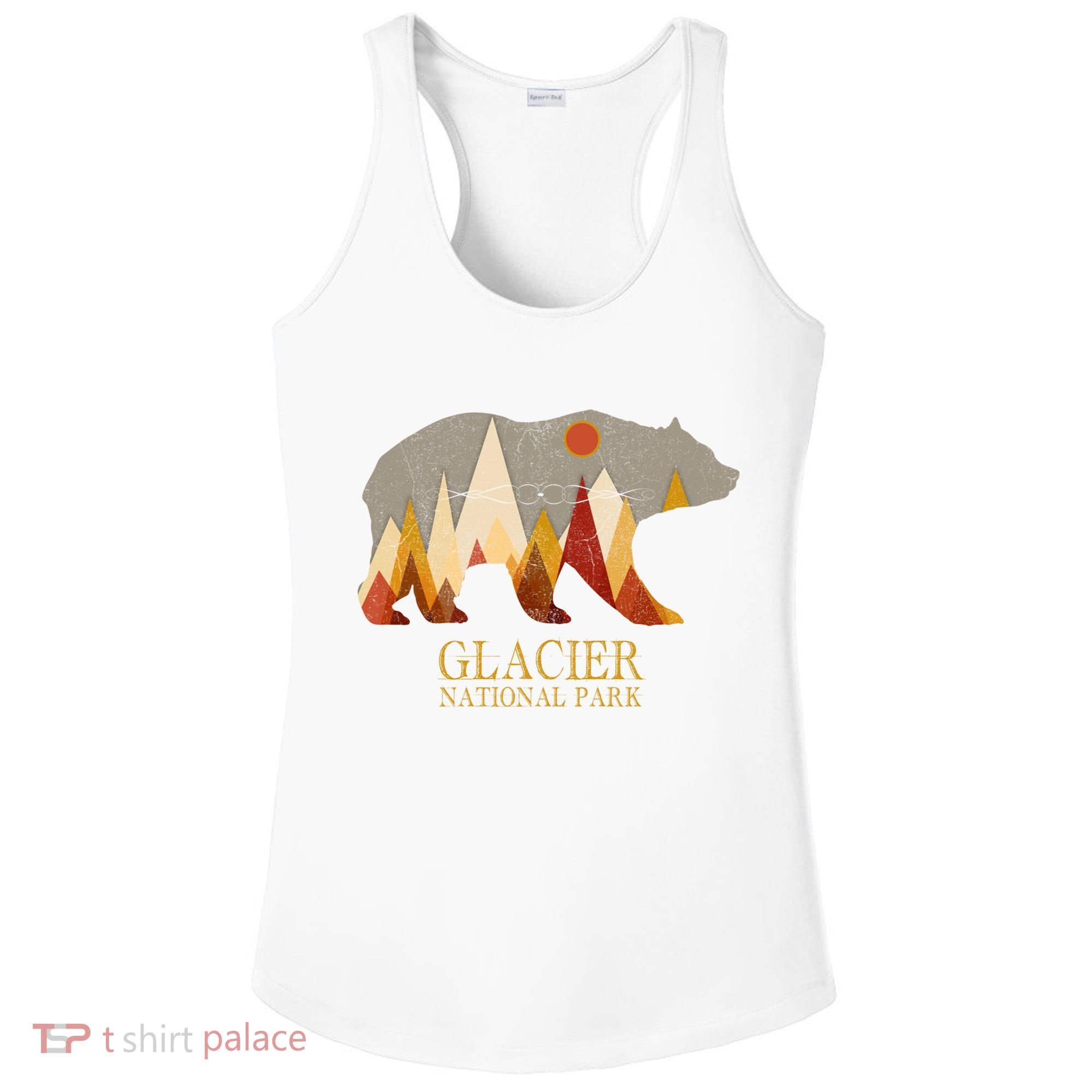 Retro Glacier Grizzly Bear Gift National Park Gift Ladies PosiCharge Competitor Racerback Tank