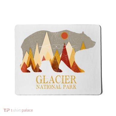 Retro Glacier Grizzly Bear Gift National Park Gift Mousepad