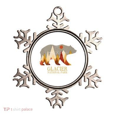 Retro Glacier Grizzly Bear Gift National Park Gift Ornament
