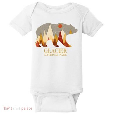 Retro Glacier Grizzly Bear Gift National Park Gift Baby Bodysuit