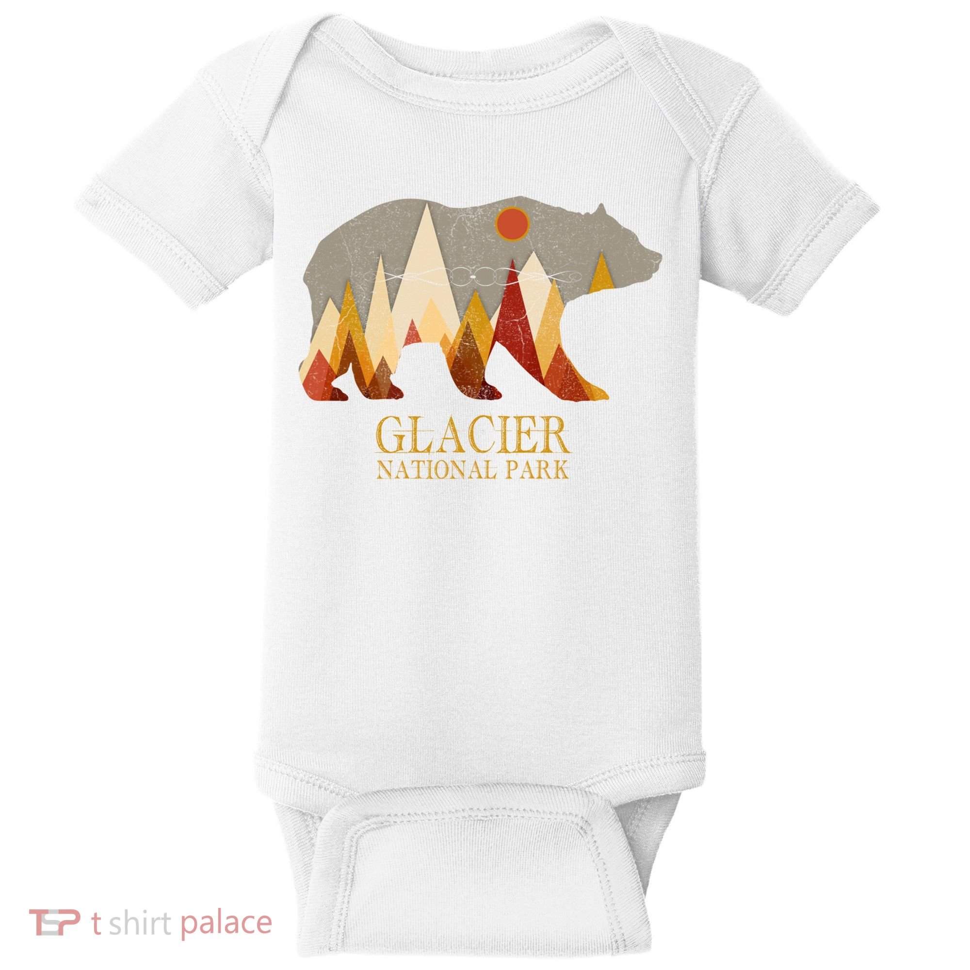 Retro Glacier Grizzly Bear Gift National Park Gift Baby Bodysuit