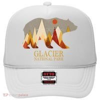 Retro Glacier Grizzly Bear Gift National Park Gift Hat thumb 0