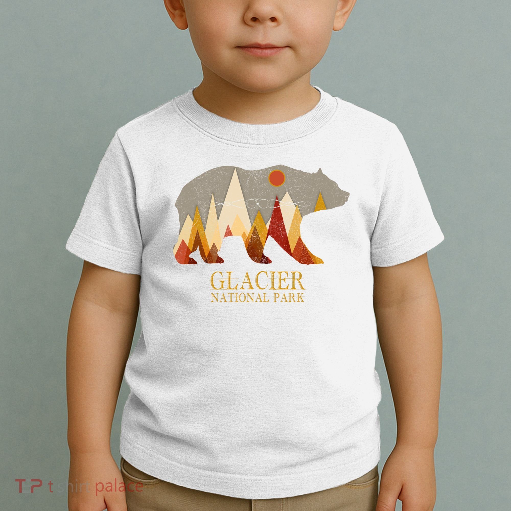 Retro Glacier Grizzly Bear Gift National Park Gift Toddler T-Shirt