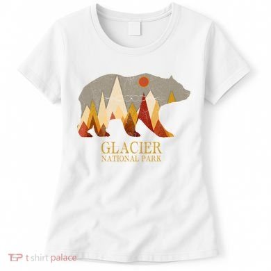 Retro Glacier Grizzly Bear Gift National Park Gift Women's T-Shirt