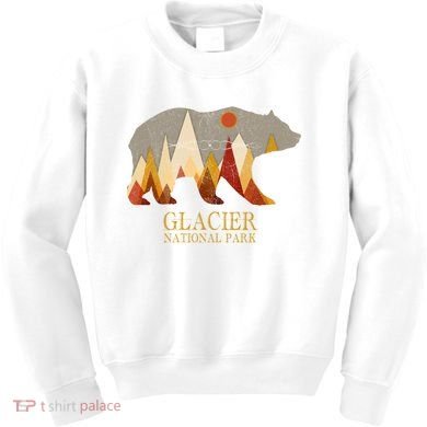 Retro Glacier Grizzly Bear Gift National Park Gift Kids Sweatshirt