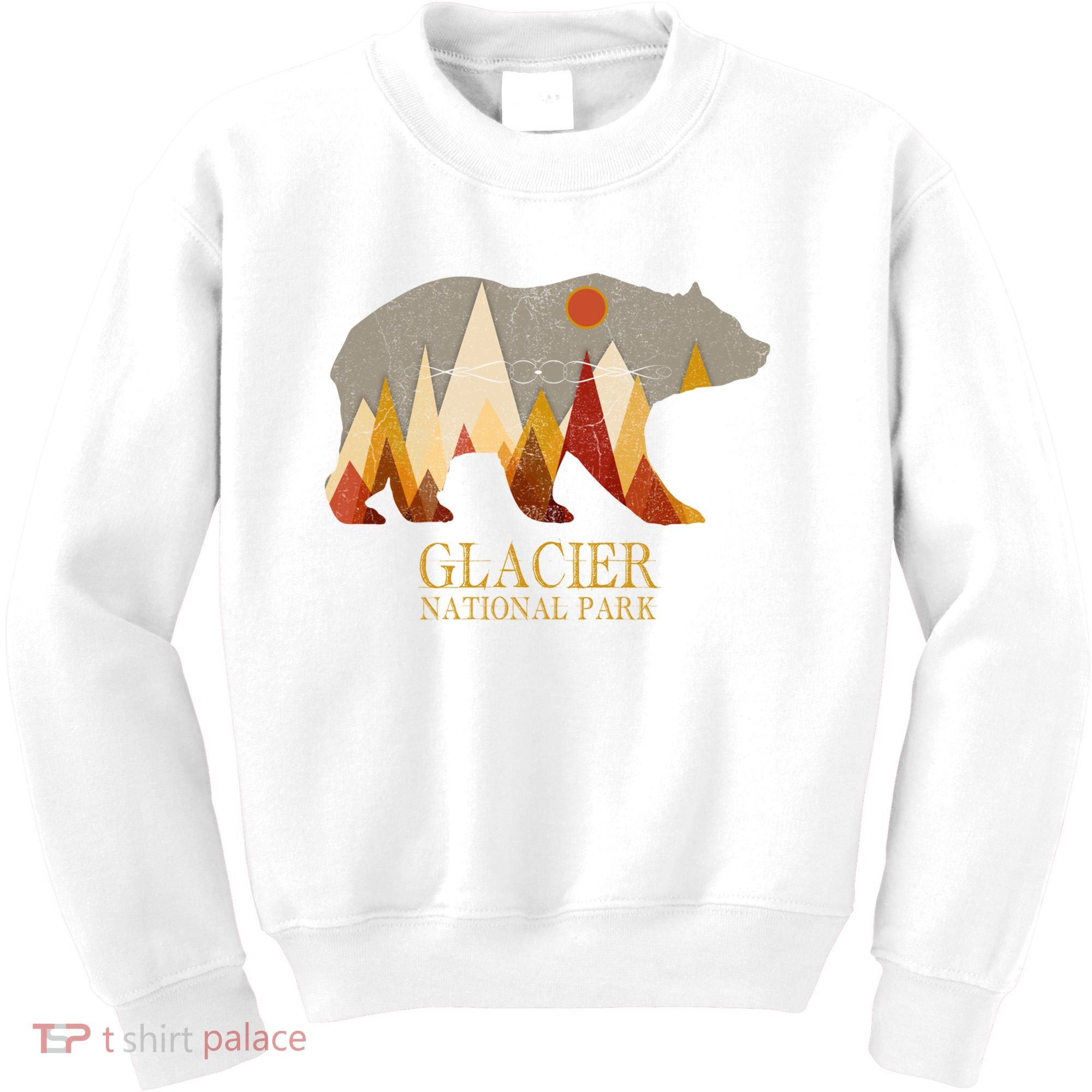 Retro Glacier Grizzly Bear Gift National Park Gift Kids Sweatshirt