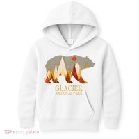 Retro Glacier Grizzly Bear Gift National Park Gift Kids Hoodie thumb 0