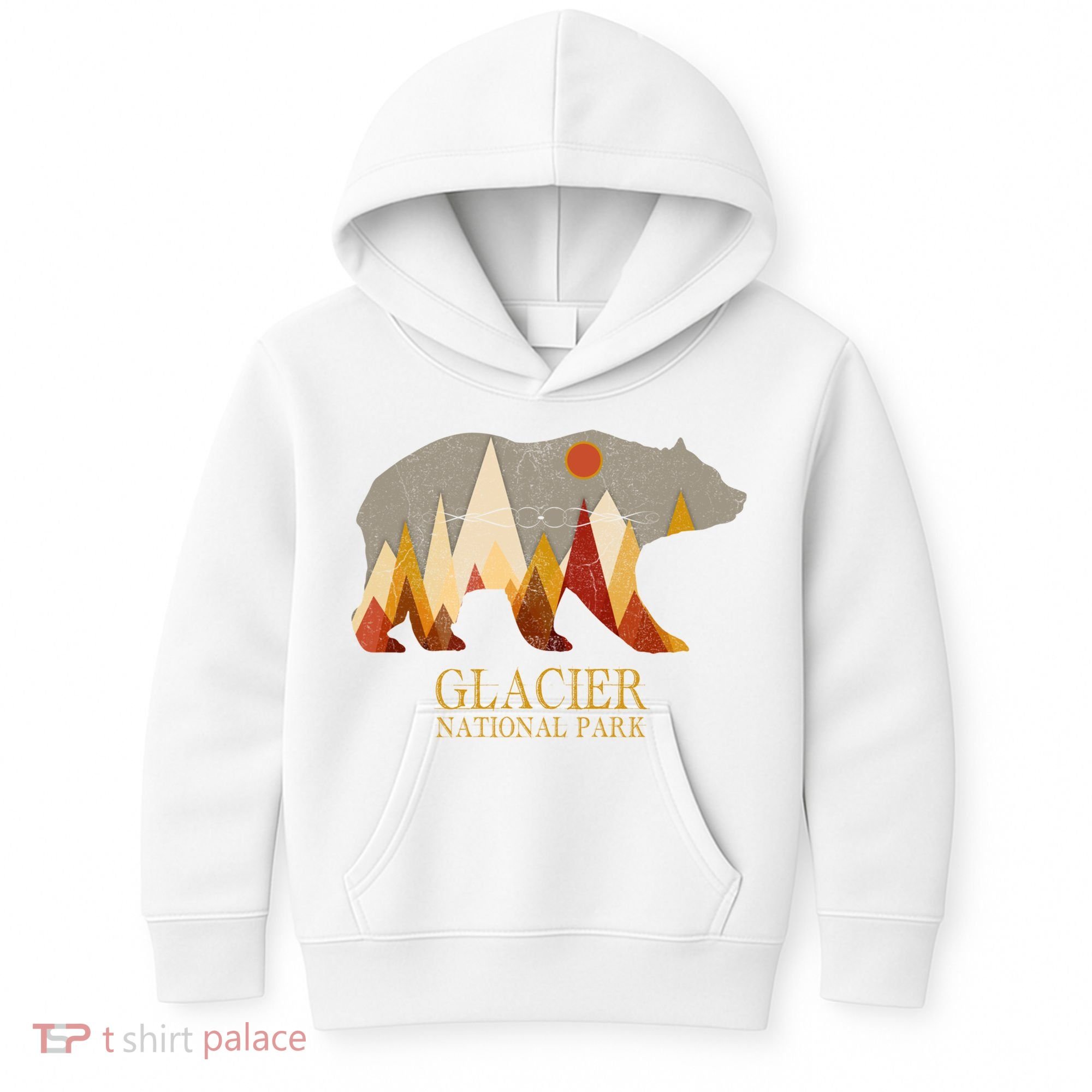 Retro Glacier Grizzly Bear Gift National Park Gift Kids Hoodie