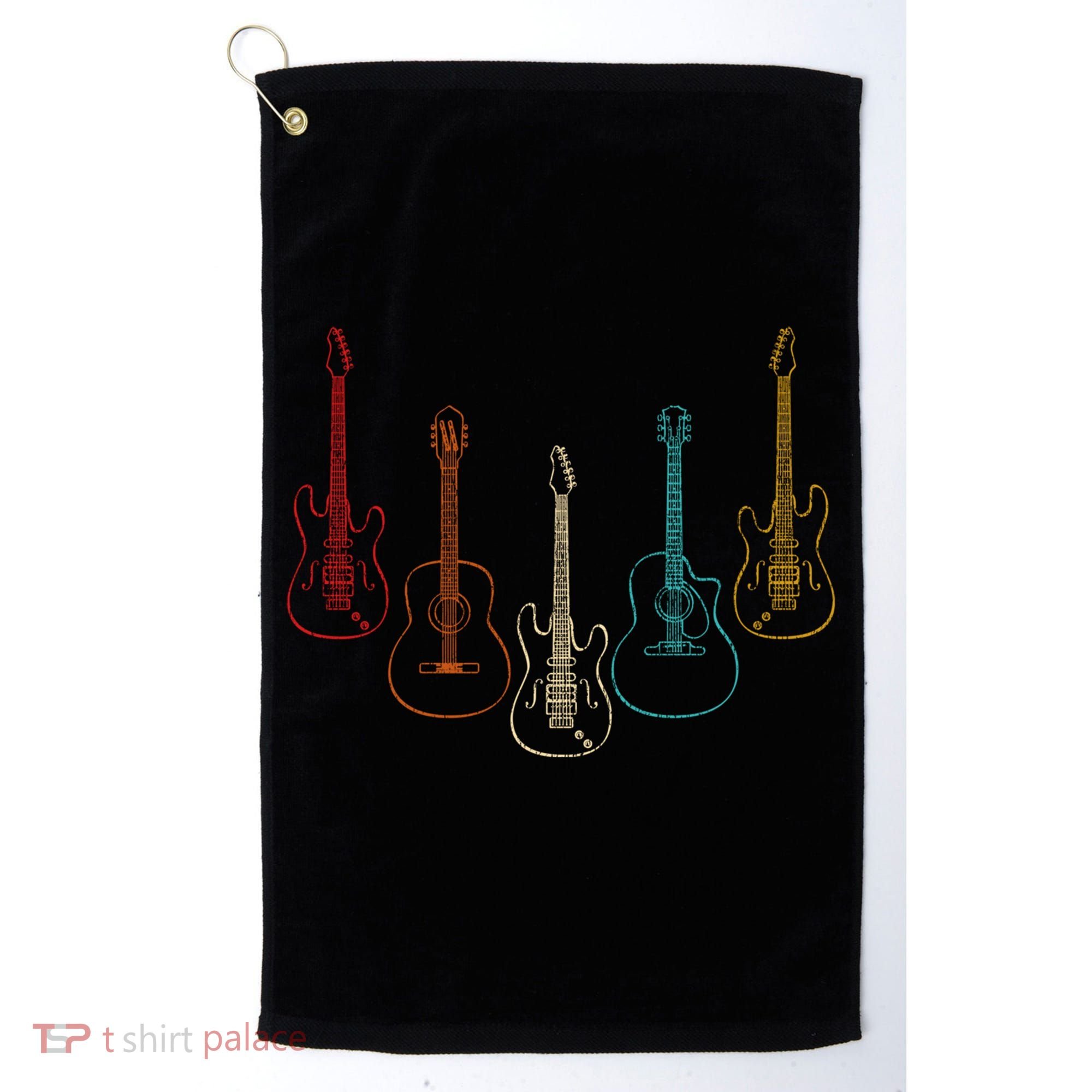 Retro Guitar Gift Golf Towel