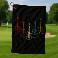 Retro Guitar Gift Golf Towel thumb 1
