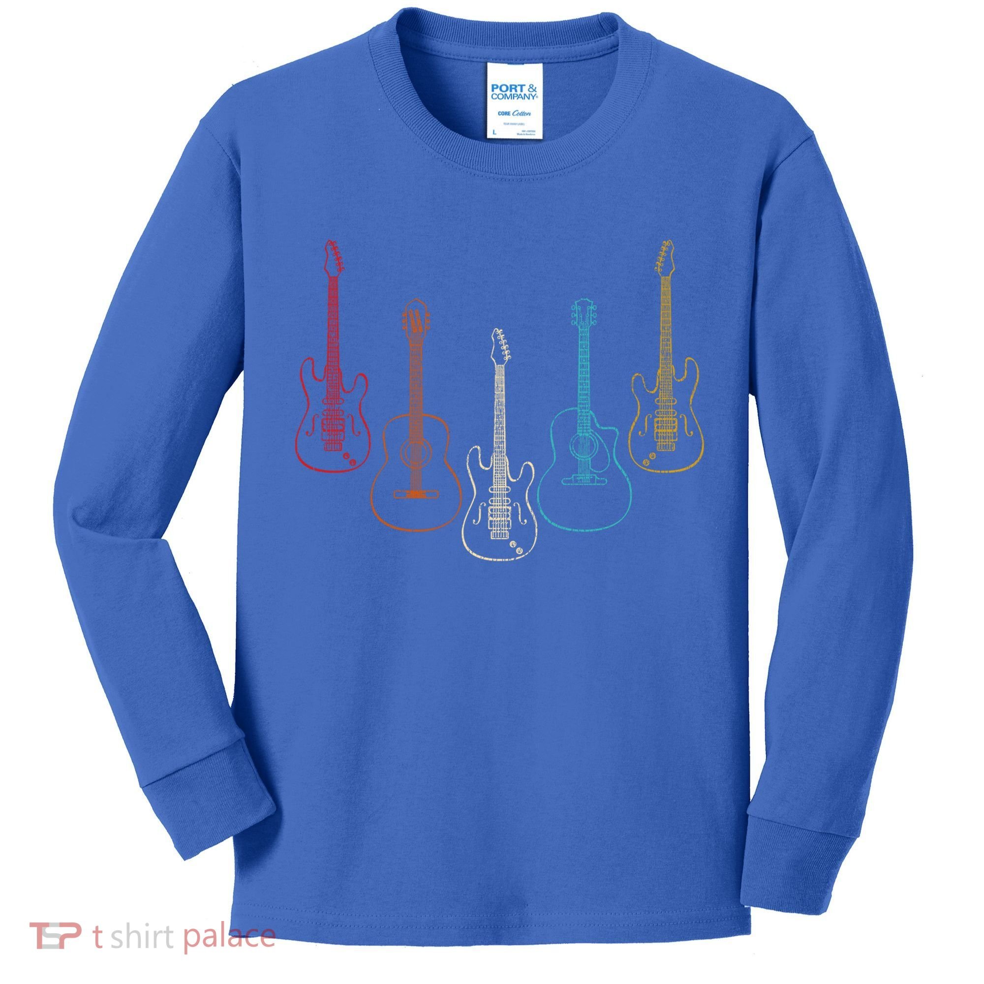 Retro Guitar Gift Kids Long Sleeve Shirt