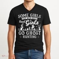 Real Go Ghost Hunting Ghosts Paranormal Researcher V-Neck T-Shirt thumb 2