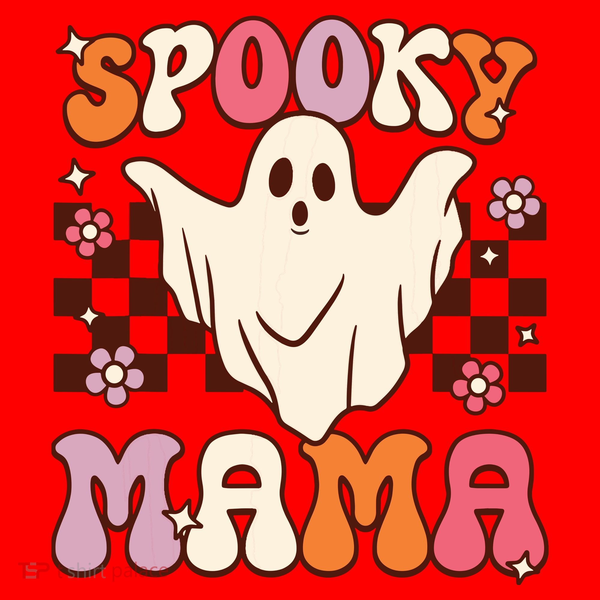 Retro Groovy Halloween Ghost Spooky Mama Costume Santa Hat