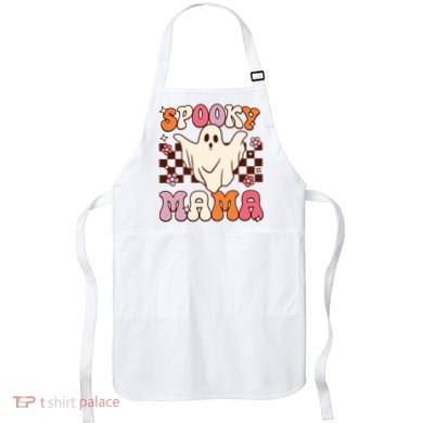 Retro Groovy Halloween Ghost Spooky Mama Costume Apron