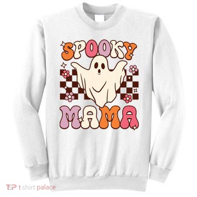 Retro Groovy Halloween Ghost Spooky Mama Costume Sweatshirt