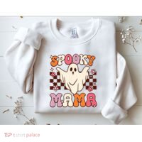 Retro Groovy Halloween Ghost Spooky Mama Costume Sweatshirt thumb 2
