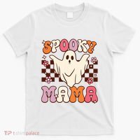 Retro Groovy Halloween Ghost Spooky Mama Costume T-Shirt thumb 0