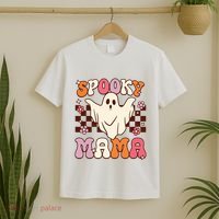 Retro Groovy Halloween Ghost Spooky Mama Costume T-Shirt thumb 2