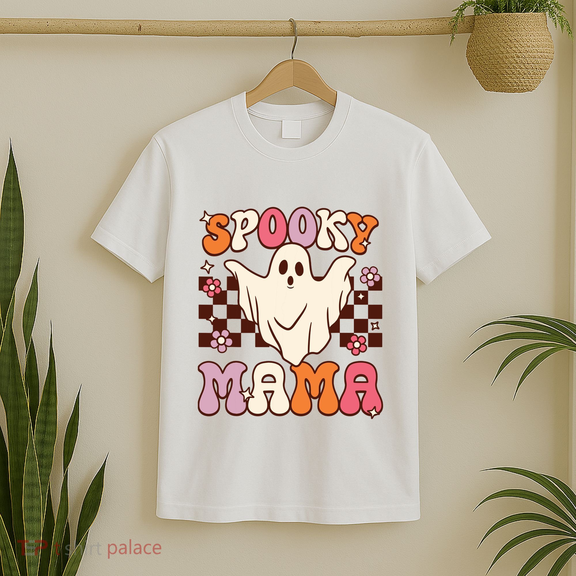 Retro Groovy Halloween Ghost Spooky Mama Costume T-Shirt