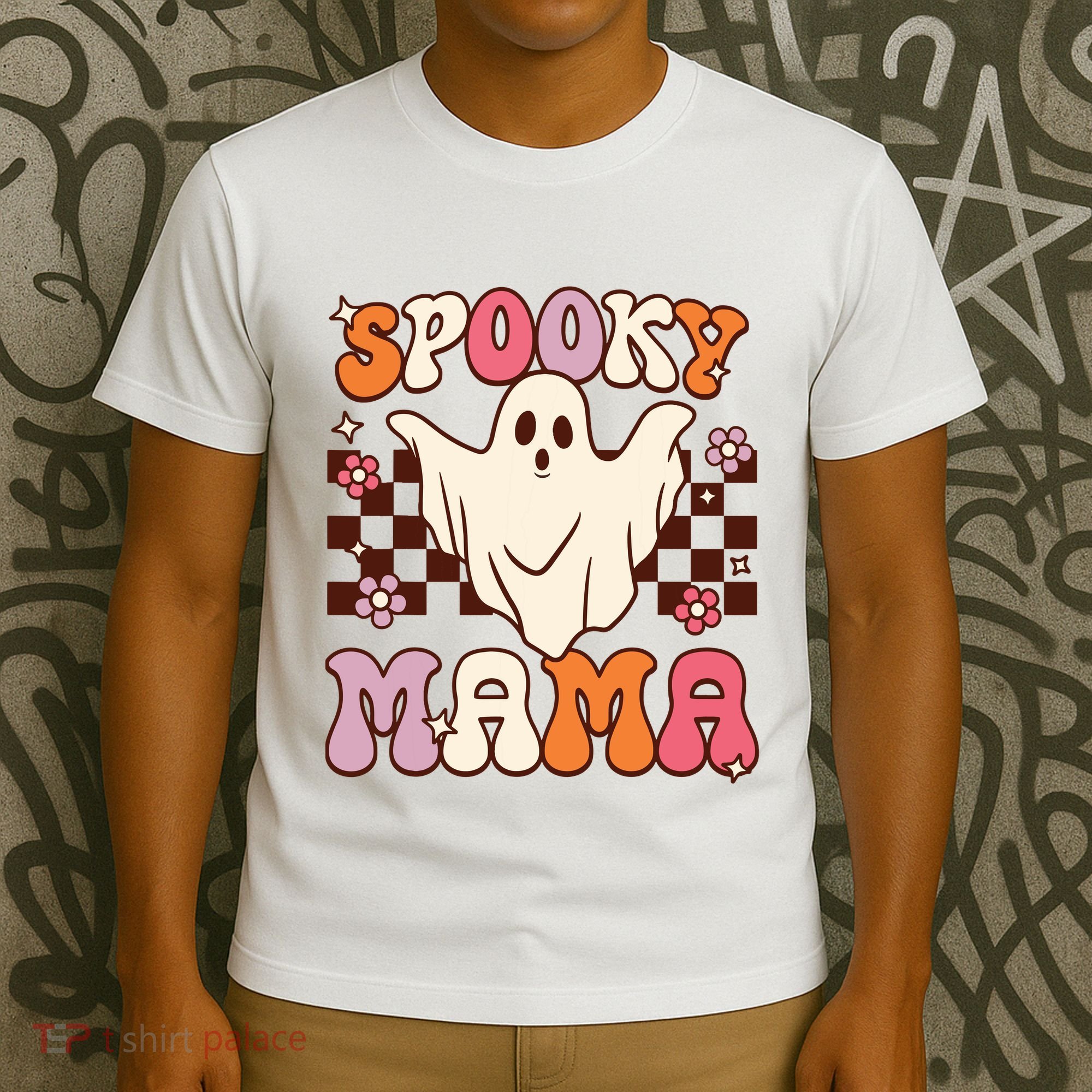 Retro Groovy Halloween Ghost Spooky Mama Costume T-Shirt