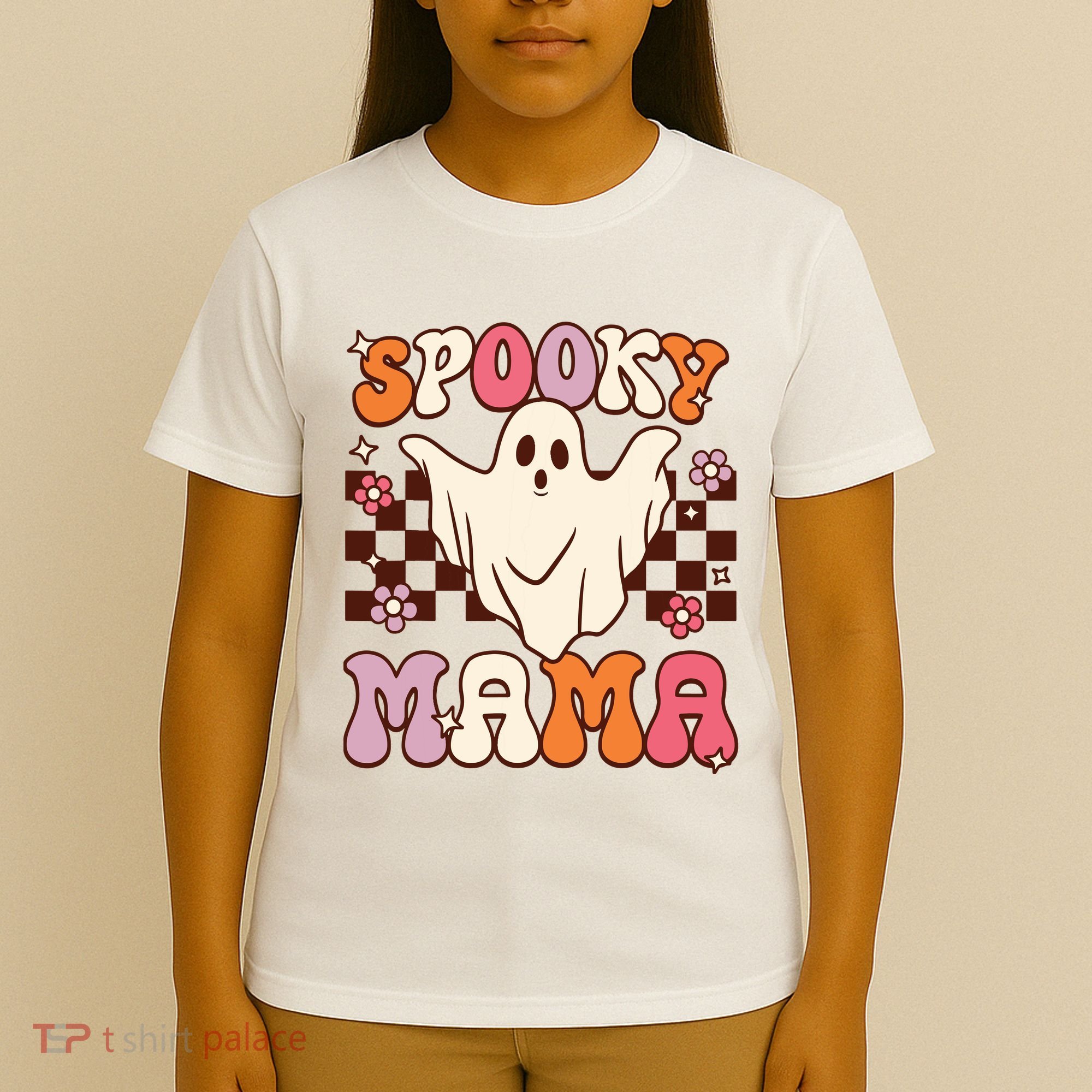 Retro Groovy Halloween Ghost Spooky Mama Costume T-Shirt
