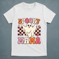 Retro Groovy Halloween Ghost Spooky Mama Costume T-Shirt thumb 5