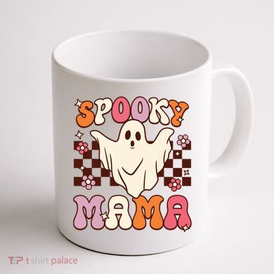 Retro Groovy Halloween Ghost Spooky Mama Costume Coffee Mug back