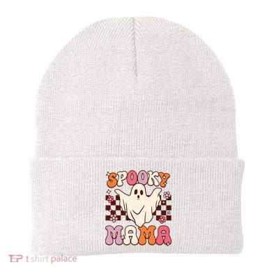 Retro Groovy Halloween Ghost Spooky Mama Costume Beanie