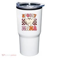 Retro Groovy Halloween Ghost Spooky Mama Costume Tumbler thumb 0