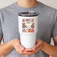 Retro Groovy Halloween Ghost Spooky Mama Costume Tumbler thumb 2