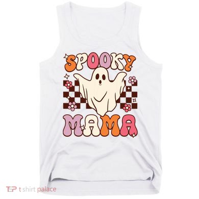 Retro Groovy Halloween Ghost Spooky Mama Costume Tank Top