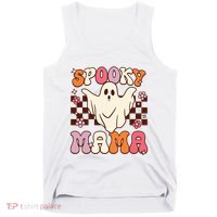 Retro Groovy Halloween Ghost Spooky Mama Costume Tank Top thumb 0