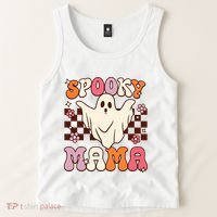 Retro Groovy Halloween Ghost Spooky Mama Costume Tank Top thumb 2