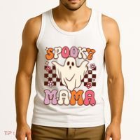 Retro Groovy Halloween Ghost Spooky Mama Costume Tank Top thumb 3