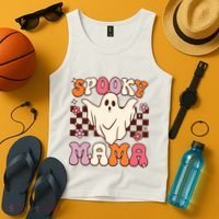 Retro Groovy Halloween Ghost Spooky Mama Costume Tank Top thumb 4
