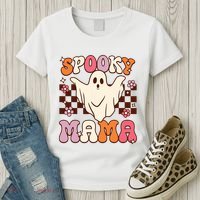 Retro Groovy Halloween Ghost Spooky Mama Costume Women's T-Shirt thumb 3