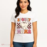 Retro Groovy Halloween Ghost Spooky Mama Costume Women's T-Shirt thumb 4