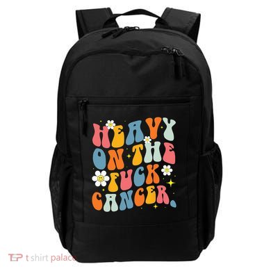 Retro Groovy Heavy On The Fuck Cancer Distressed Awareness Backpack